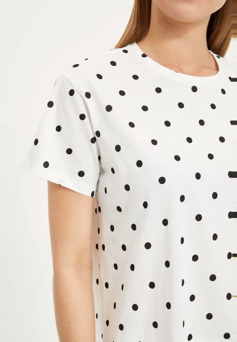 DeFacto Модные женские футболки в горошек с короткими рукавами повседневные