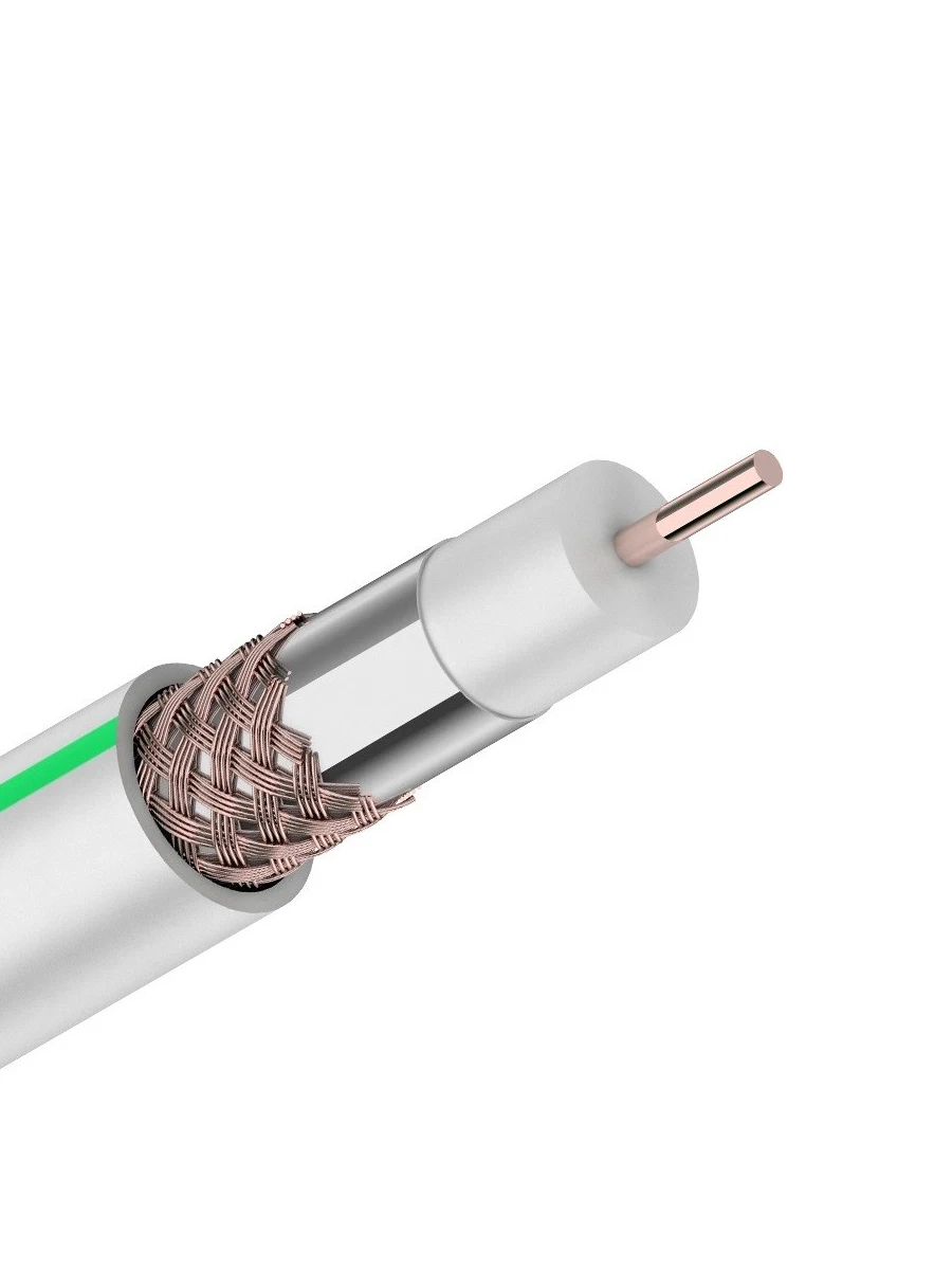 Кабель коаксиальный RG6 для подключения цифрового телевидения CADENA белый 15 м |