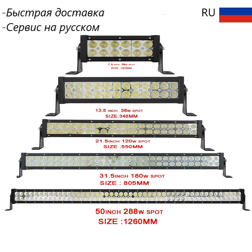 36-288 Вт светодиодный двухрядный прямой светильник для работы вождения лодки автомобиля грузовика 4x4 SUV ATV UTV внедорожные Противотуманные фары мотоцикла для NIVA
