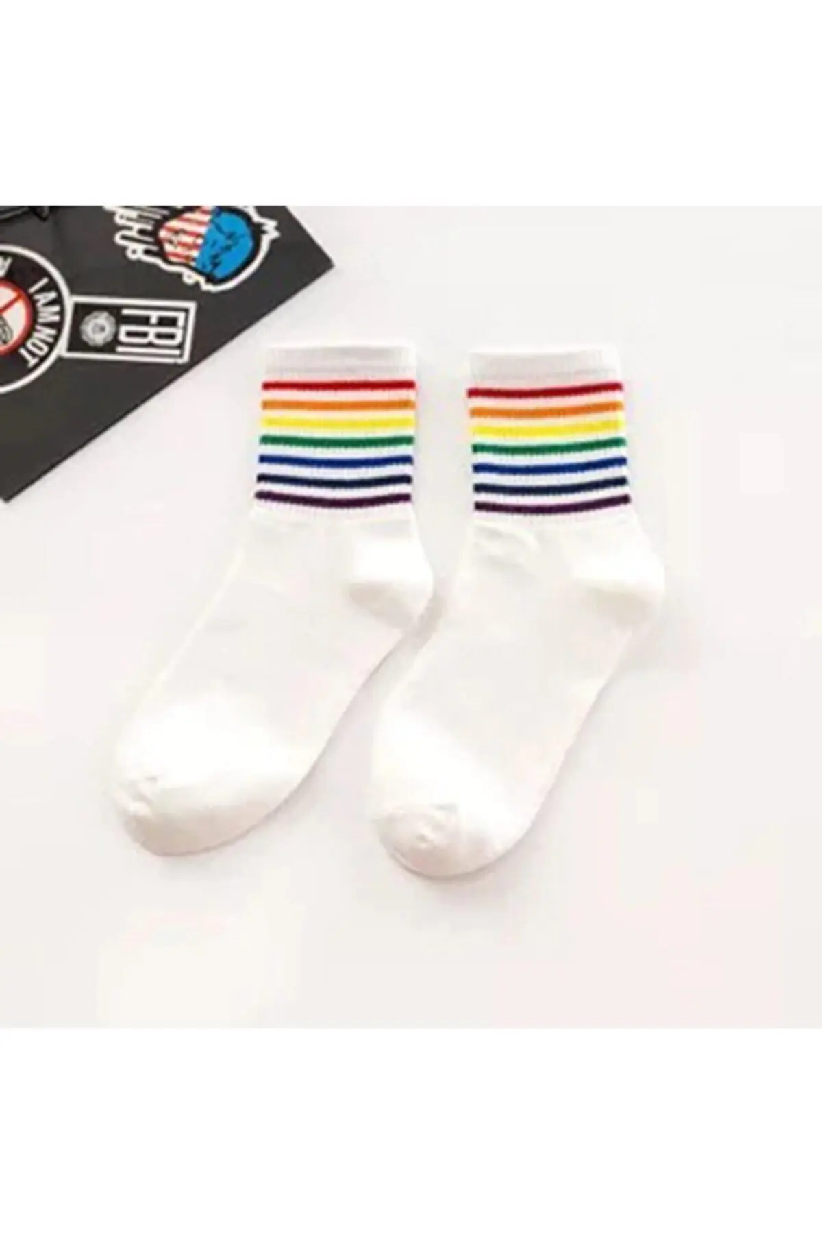 4 Pairs Unisex Black+White Striped Washed Scented College Tennis Socks