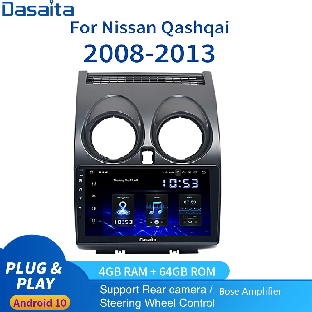 Dasaita PX6 9 &quot1din Android Автомагнитола для Nissan Qashqai Multimedia j10 j11 2008 2009 2010 2011 2012 2013 SWC Camera