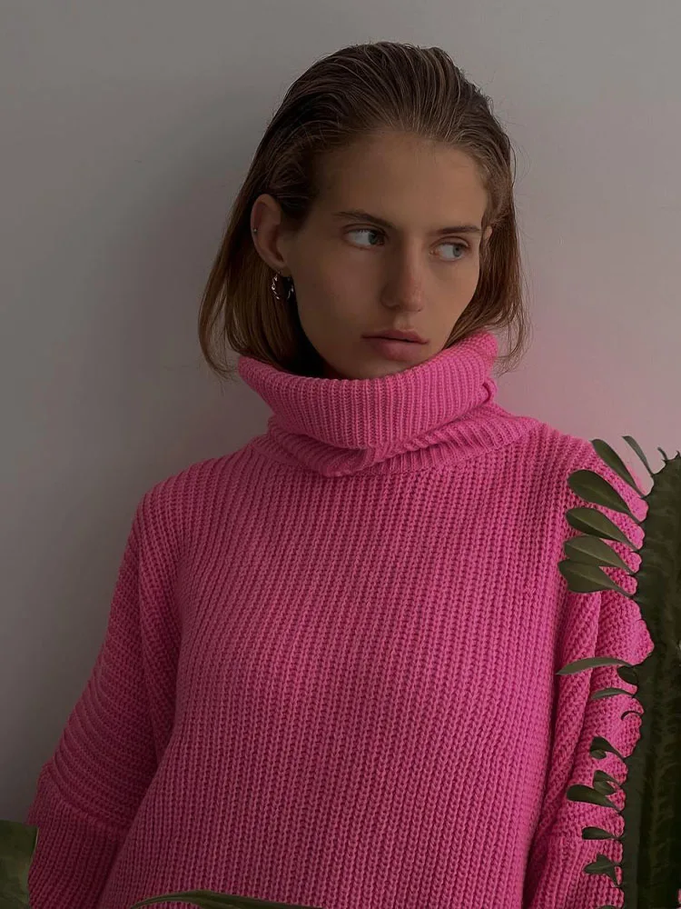 

2022 winter new spring women's fashion temperament all-match stand-up collar long-sleeved loose casual straight knitted top