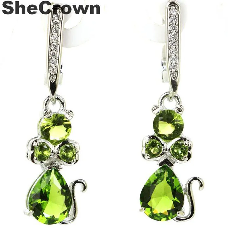 Серьги Серебряные в форме кошки 34x9 мм | Украшения и аксессуары