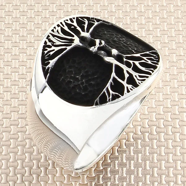 

Life or Tree Silver Oval Ring Men's Solid 925 Sterling Quality Unusual Charming Impressive Perfect Stylish Extraordinary New