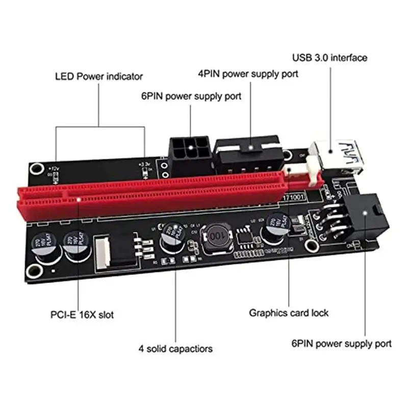 2/6 шт. Ver009 Usb 3 0 Pci E Ver 009S PCI Express 1X 4X 8X 16X расширитель Riser карта адаптера Sata 15Pin до 6 Pin