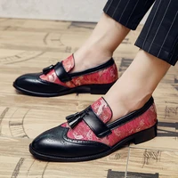 fashion loafers men business dress shoes oxfords italian fringed brogues leather shoes slip on wedding banquet zapatos de hombre