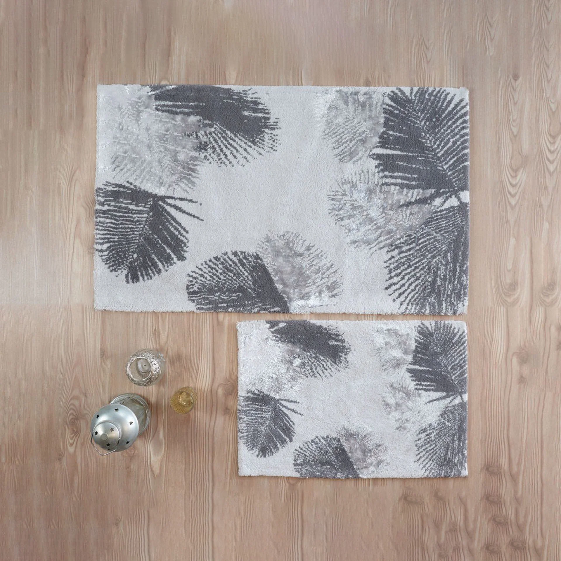 

HC&W Palm 2-Piece Bath Mat Set - Gray