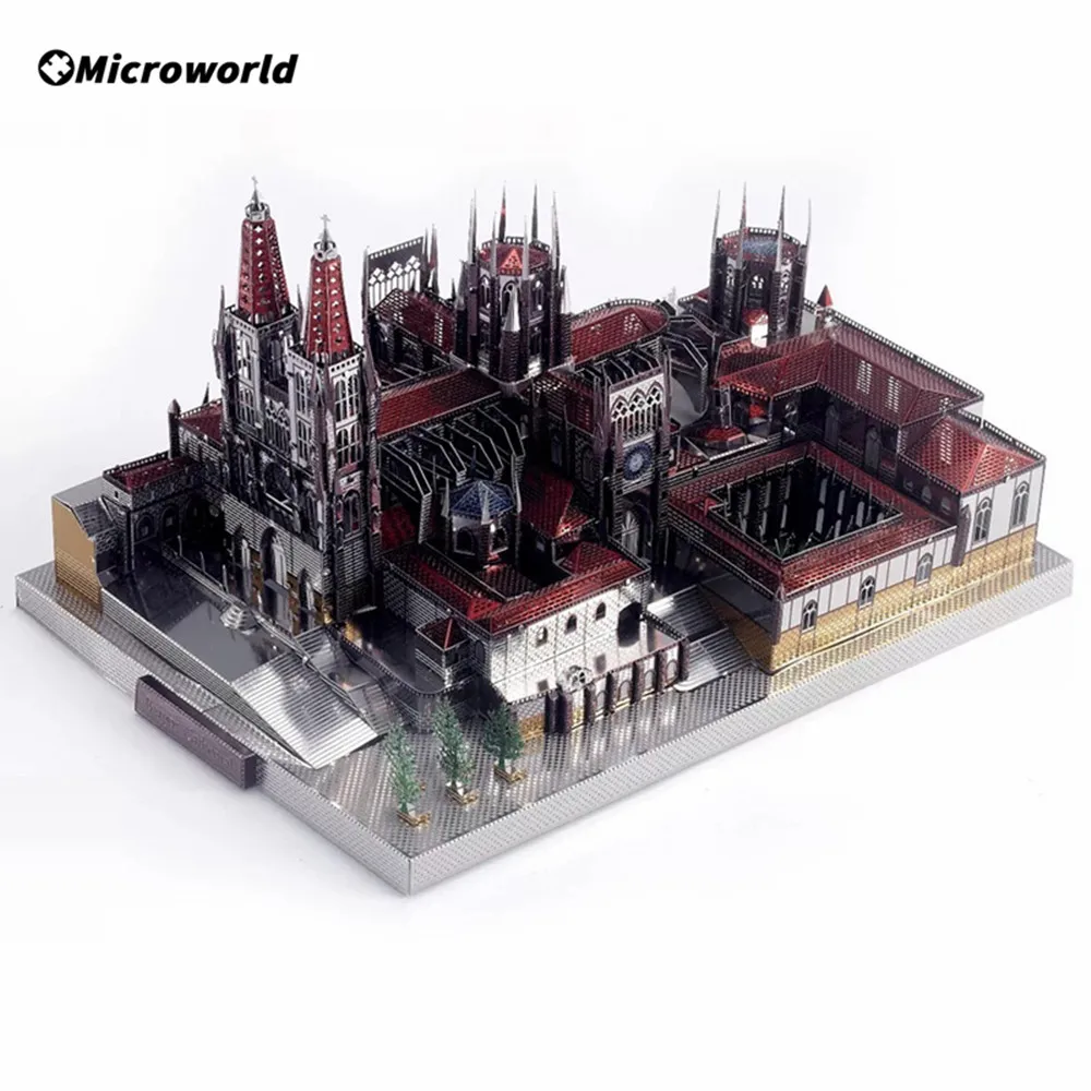 

Microworld 3D Metal Puzzles Burgos Cathedral Architecture DIY Laser Cut Jigsaw Color Model Spain Building Toys For Adults Kids