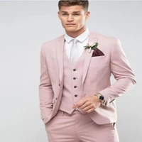 2022 tailor made slim fit light pink men suit groom prom party blazer costume marriage homme male tuxedo 3pcsjacketpantsvest