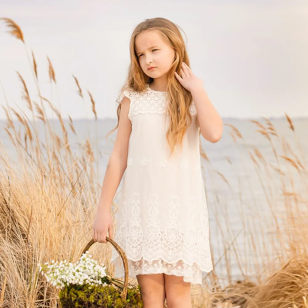 Платье для девочек летняя одежда платья дочки детская с оборками джинсовое