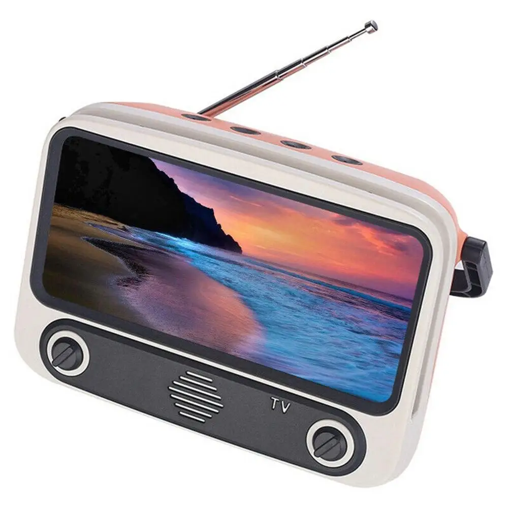 pk BT Speaker Bluetooth динамик Ретро ТВ держатель для мобильного телефона Подставка для iphone huawei xiaomi Handsfree книжная полка динамик аксессуары для телефона - Цвет: pk BT Speaker