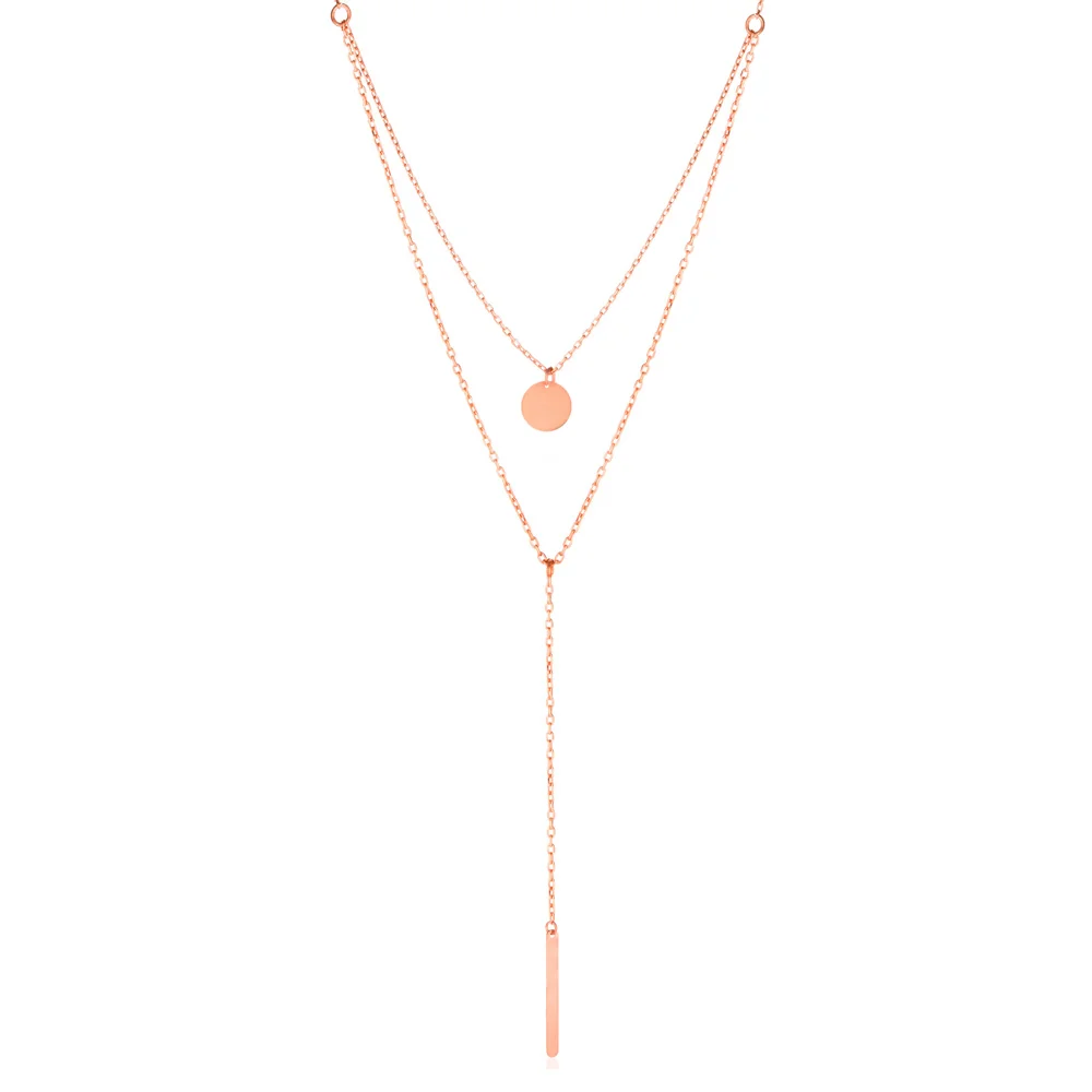 Лариат Ожерелье Ювелирные изделия двойной слой с стержнем круг 925 пробы серебро 65