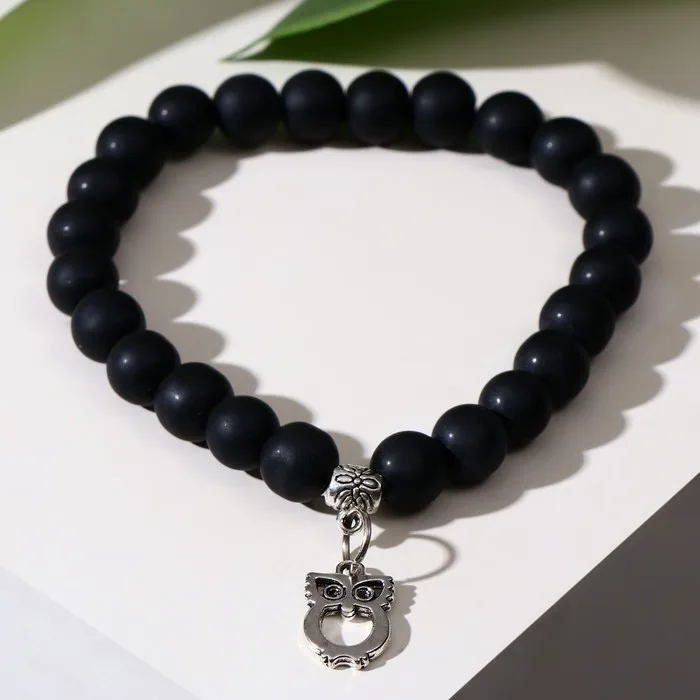 Браслет с подвеской шар №8 Шунгит |