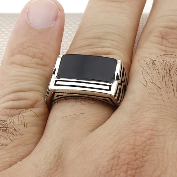 

Silver Ring For Men 925 Made in Turkey With Onyx Stone.. Guaranteed High Quality