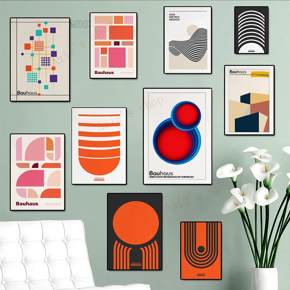 

Bauhaus Poster Printing Colorful Geometric Squares Abstract Exhibition Canvas Painting Wall Picture Art Nordic Modern Home Decor