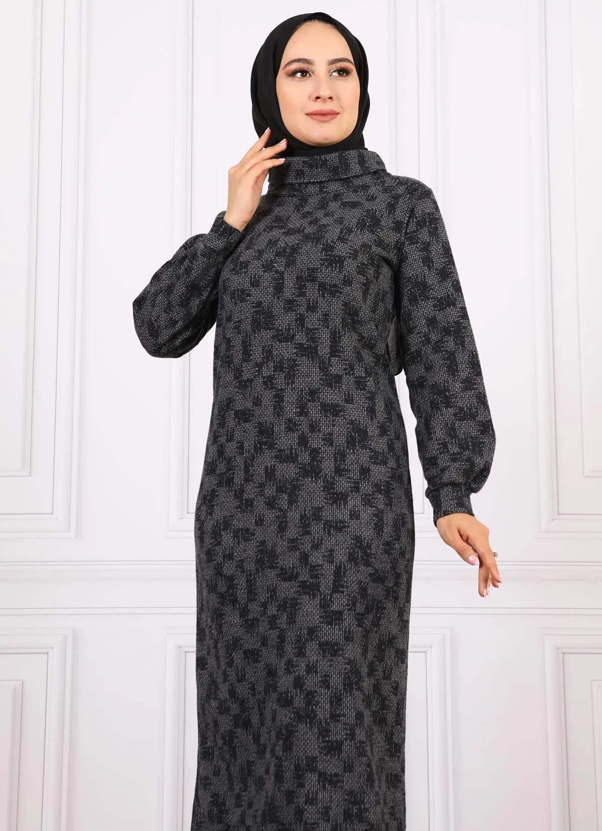 Мусульманские платья с высоким, плотно облегающим шею воротником с рисунком хиджаб нового сезона 2021 S Женская халат Исламская одежда Компле...