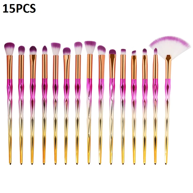 15pcs D 7/10/15/20 штук, Профессиональные кисти для макияжа, с украшением в виде кристаллов, на нашем сайте! кисти для макияжа Косметическая кисть для растушевки набор кистей для макияжа Pincel Maquiagem - Handle Color: 15pcs D