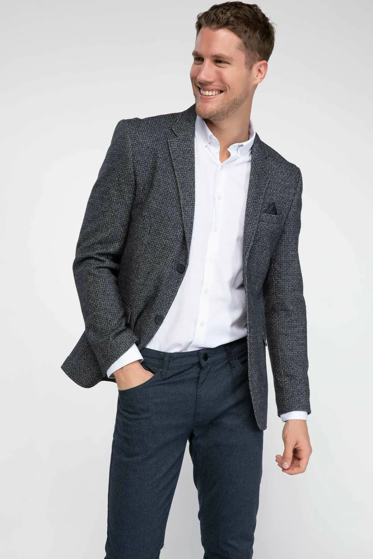 DeFacto модный бренд мужской блейзер с лацканами мужские официальные однотонные