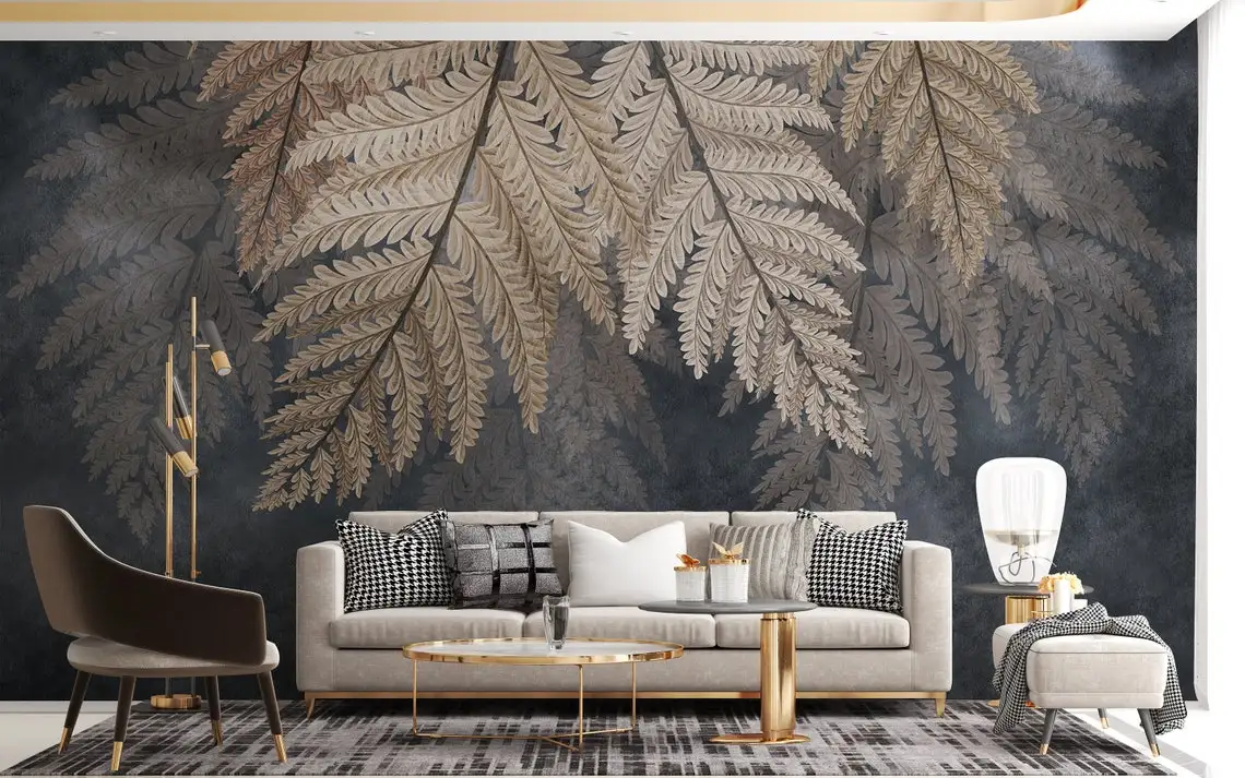 

Leaf Wallpaper Peel and Stick - Big Leaves Tropical Wall Mural- MUR2336