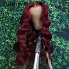 13x4 кружевные фронтальные человеческие волосы 150% бордовый цвет T199J Ombre Цвет волнистые парики предварительно выщипанные Remy бразильские отбеленные узлы SloveHair