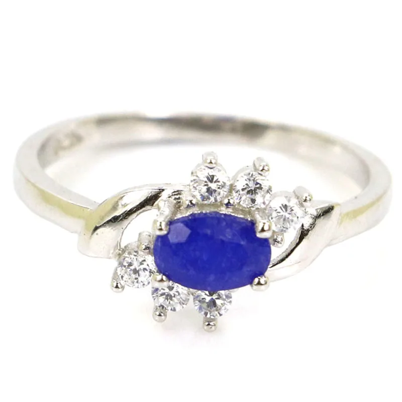 

20x9mm Jazaz 2.1g Real Blue Sapphire Created Iolite Cz For Girls Daily Wear 925 Solid Sterling Silver Rings