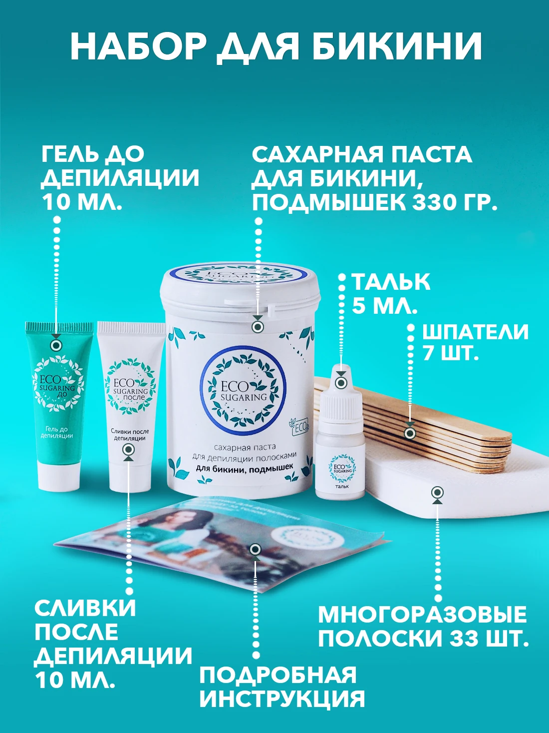 Набор для шугаринга &quotБикини&quot Экошугаринг/ Экошугаринг набор / Сахарная паста