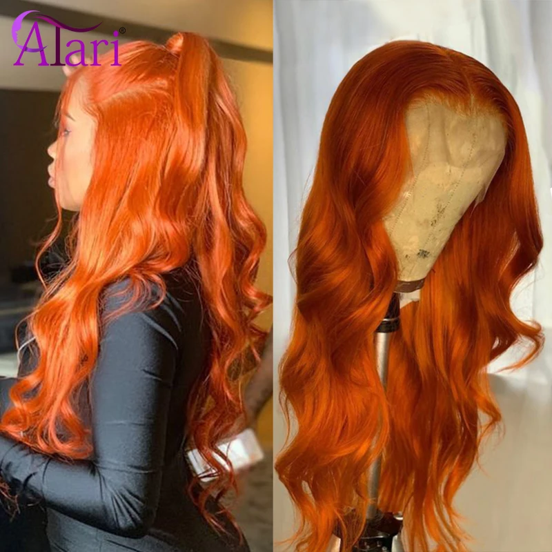13x6 Orange Ginger Brown Transparent Lace Frontal Wig Brazilian Body Wave Lace Front Human Hair Wigs 5x5 Lace Closure Wig Atari