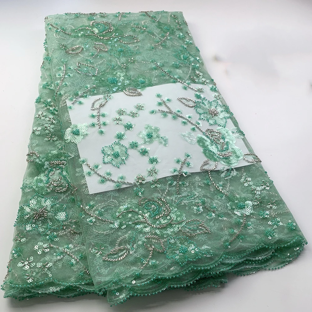 

Sinya African Lace Fabric 2022 High Quality Lace Hot Sale Luxury Sequins Heavy Beaded Lace Fabric For Wedding Women Dress