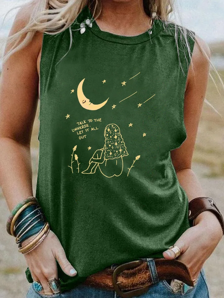 Женская Винтажная Майка с надписью Talk to the Universe Let it All Out |