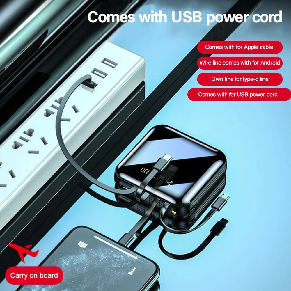 

PINZHENG Mini Power Bank Large Capacity 10000mAh Portable Charger Digital Display Lightweight PowerBank For iPhone PowerBank