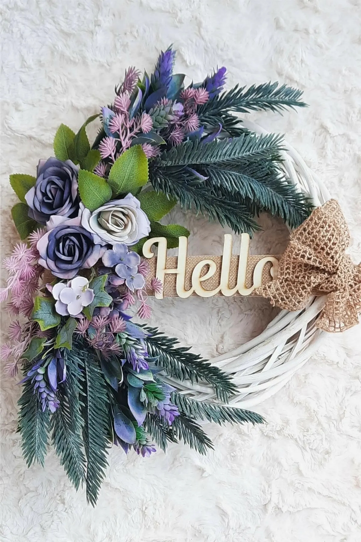 

Lotus Подарочный фиолетовый розовый Hello Door Decoration-Дверной венок