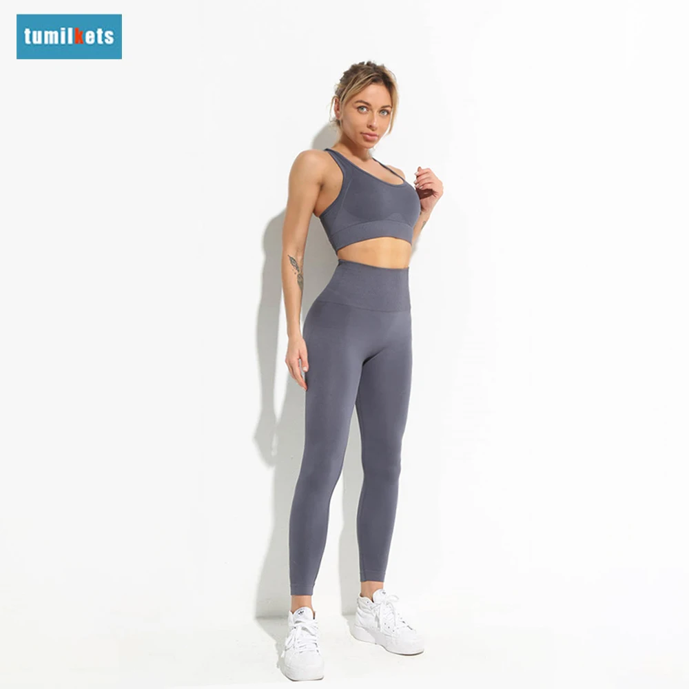 YOGA Set Woman's Gym Workout Seamless Yoga Suit Sports Bra High Waist Leggings Shorts 1 Piece Set Clothes For Women Ropa Mujer