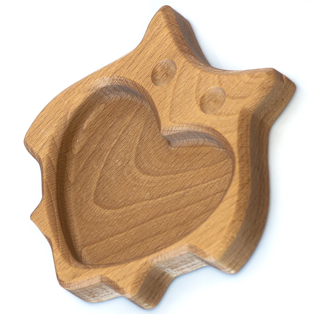 Детская тарелка для кормления малыша деревянная Сова. Посуда детей из дерева. Wooden