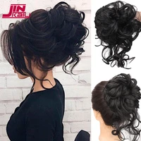 jinakili synthetic chignon messy hair bun tousled updo with braid extension wavy hair wrap ponytail hairpieces hair scrunchies