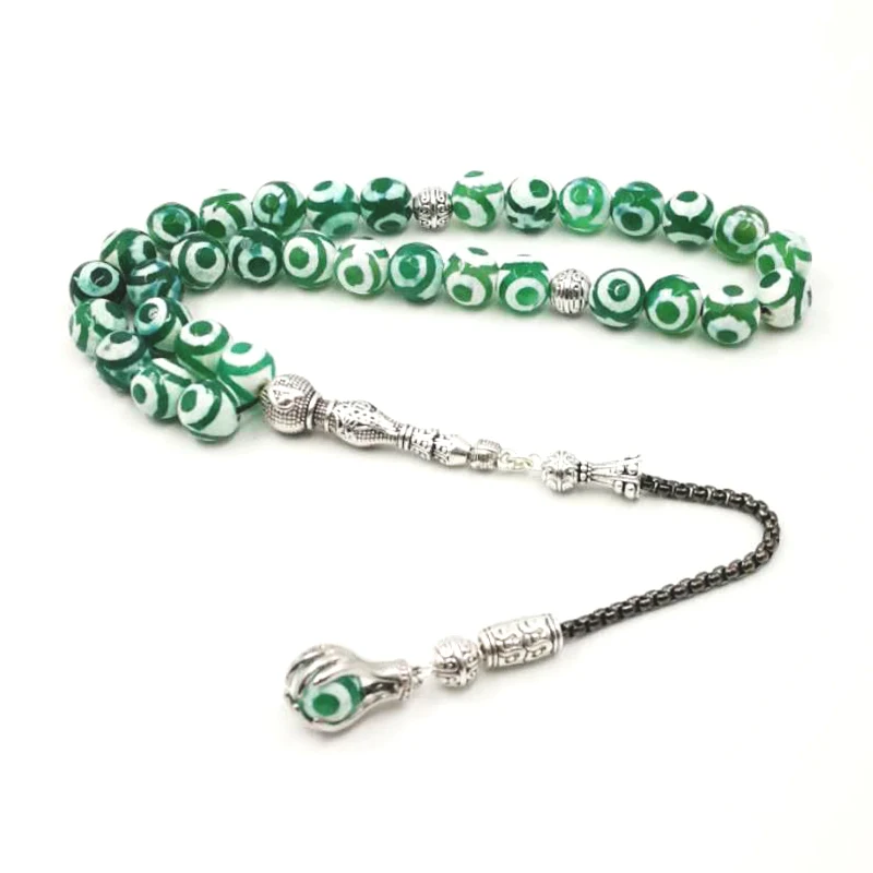 Натуральные глаза Агаты tasbih с мусульманскими бусинами 33 66 99 камень