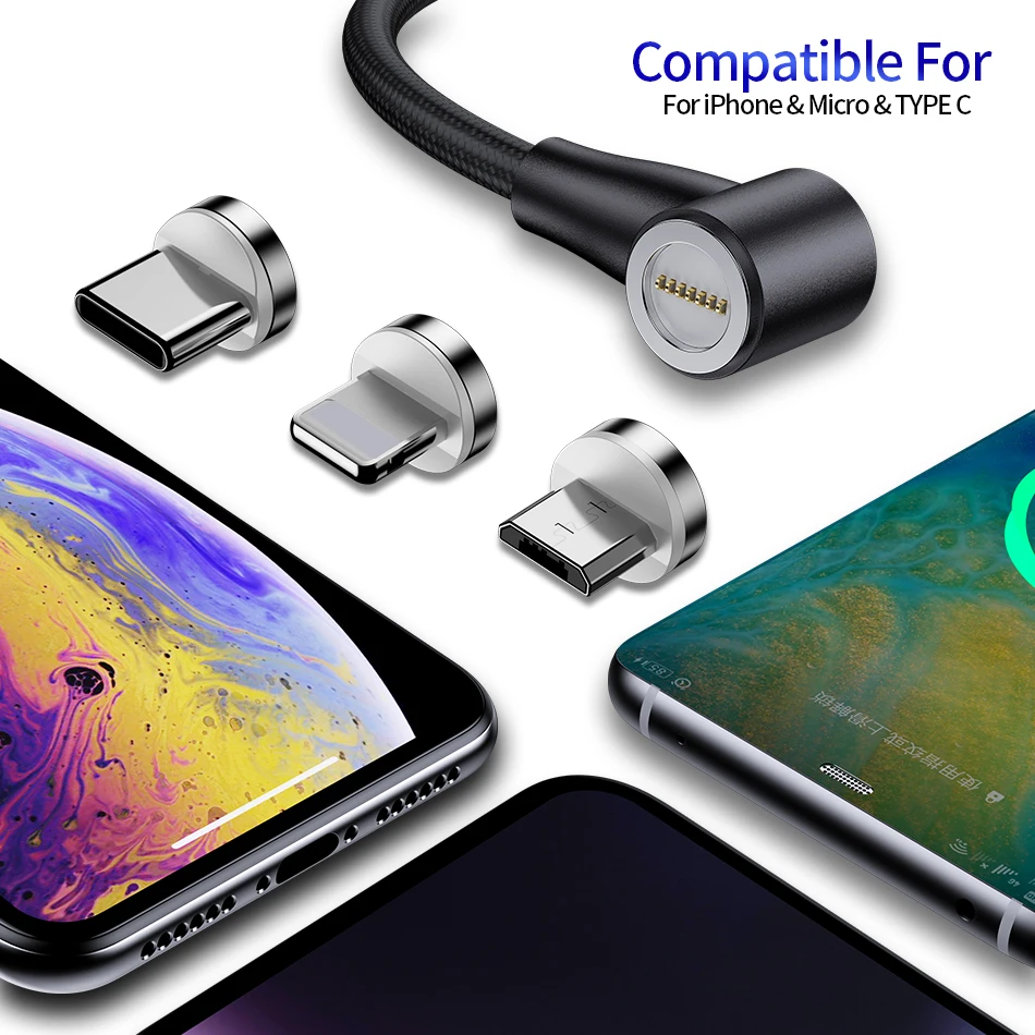 Магнитный USB кабель Udyr 1 м 2 Micro Тип C магнитный для быстрой зарядки iPhone XS Max Samsung