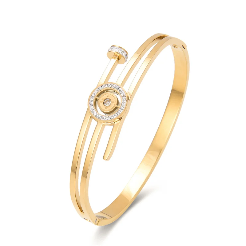 

FYSARA New Charm Heart Bracelet & Bangle For Women Jewellery Gold Color Bangles Austrian Crystal Rhinestone Hand Female Jewelry