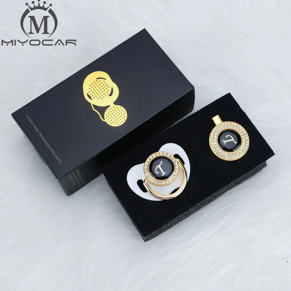 MIYOCAR имя инициалы буквы T элегантный Серебряный bling соска и пустышка Клип BPA бесплатно пустышка bling уникальный дизайн SGS пройти LT