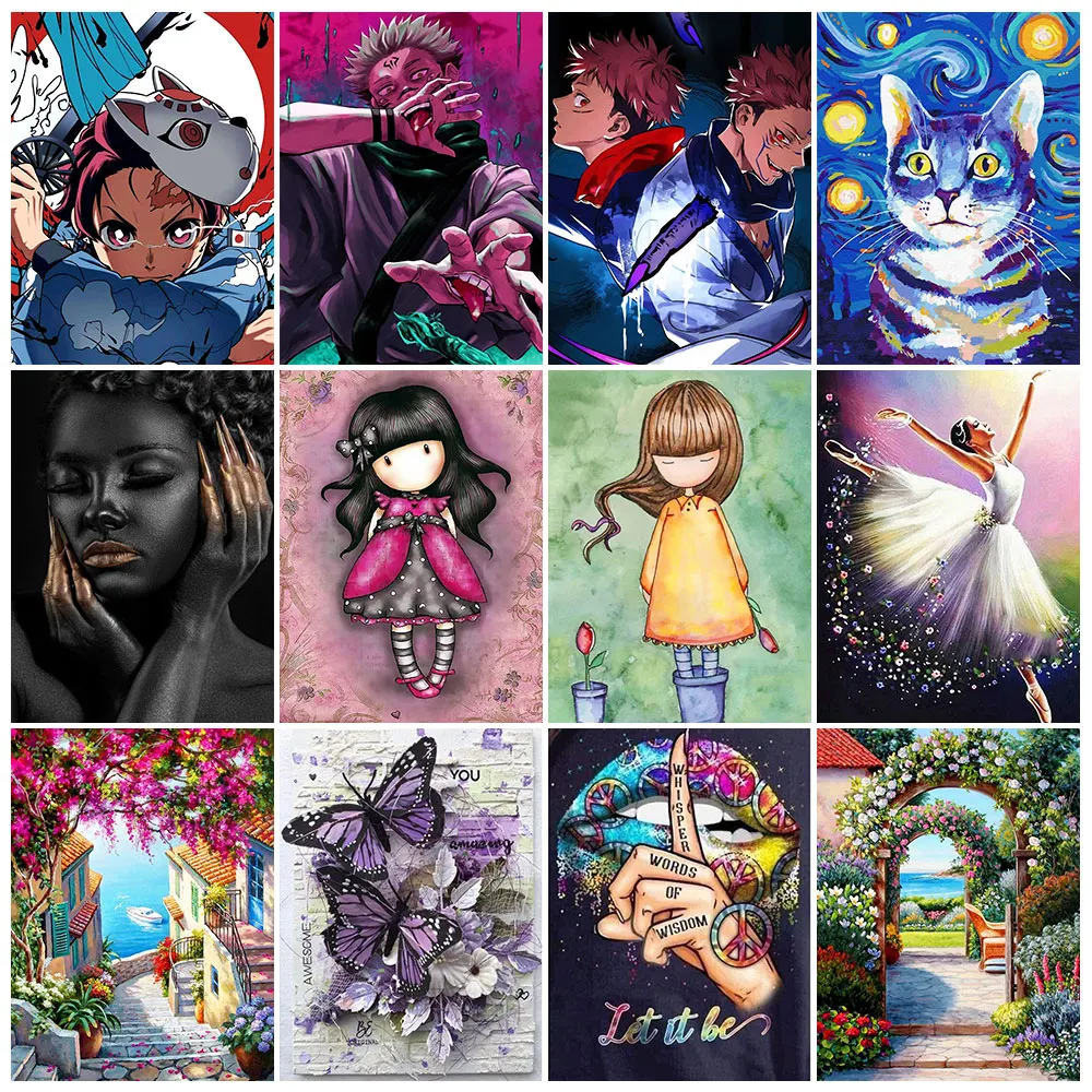 

5D алмазная живопись, полный круг, аниме портрет, картина, алмазная вышивка, пейзаж, мозаика, вышивка крестиком, домашний декор, искусство, ква...