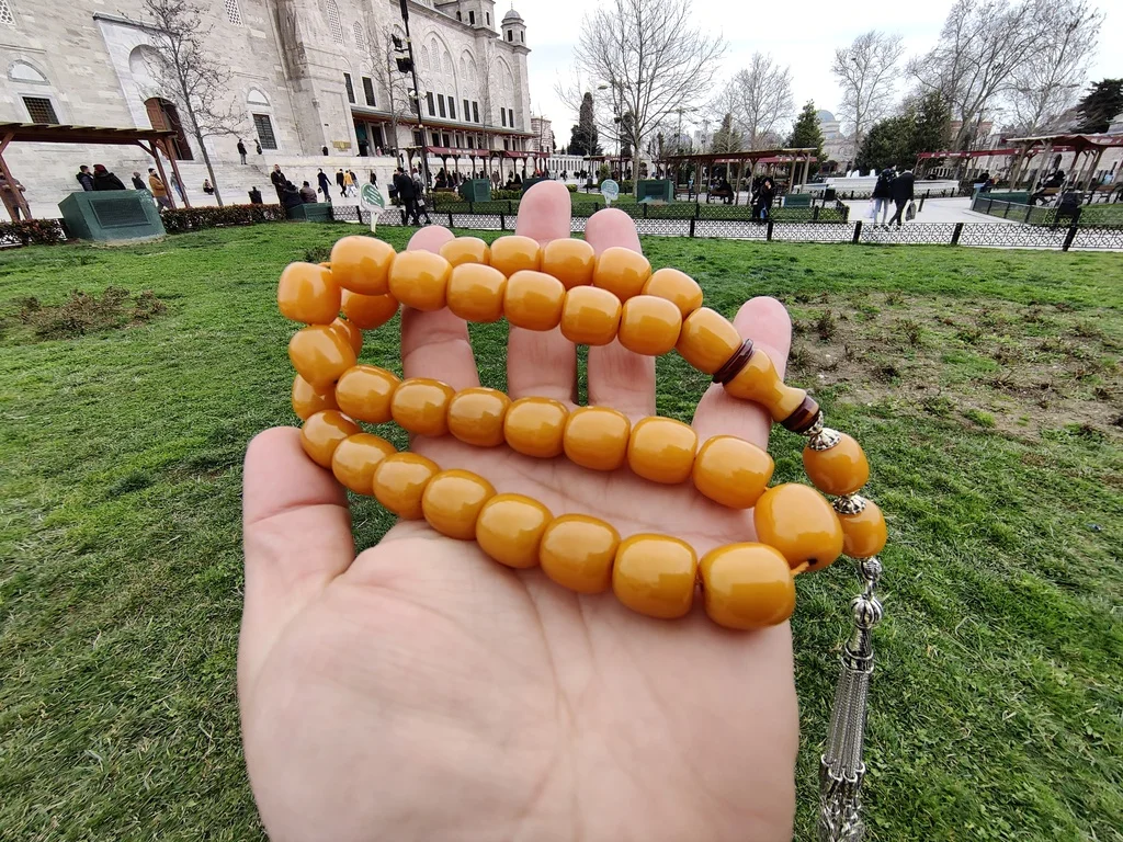 

Ottoman Faturan German Amber Sandalous Misbaha Prayer Beads Islamic Gift Tasbih Tasbeeh Tasbeh Rosary Tasbih # 24D