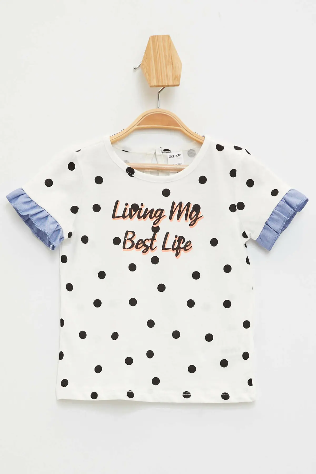 DeFacto/Летняя Удобная Милая футболка в горошек с круглым вырезом и короткими