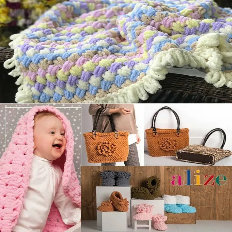 Пряжа Alize Puffy Color (Ализе Пуффи Колор) 100% микрополиэстер 9 2 м 100 гр 5 шт в уп. | Дом и сад
