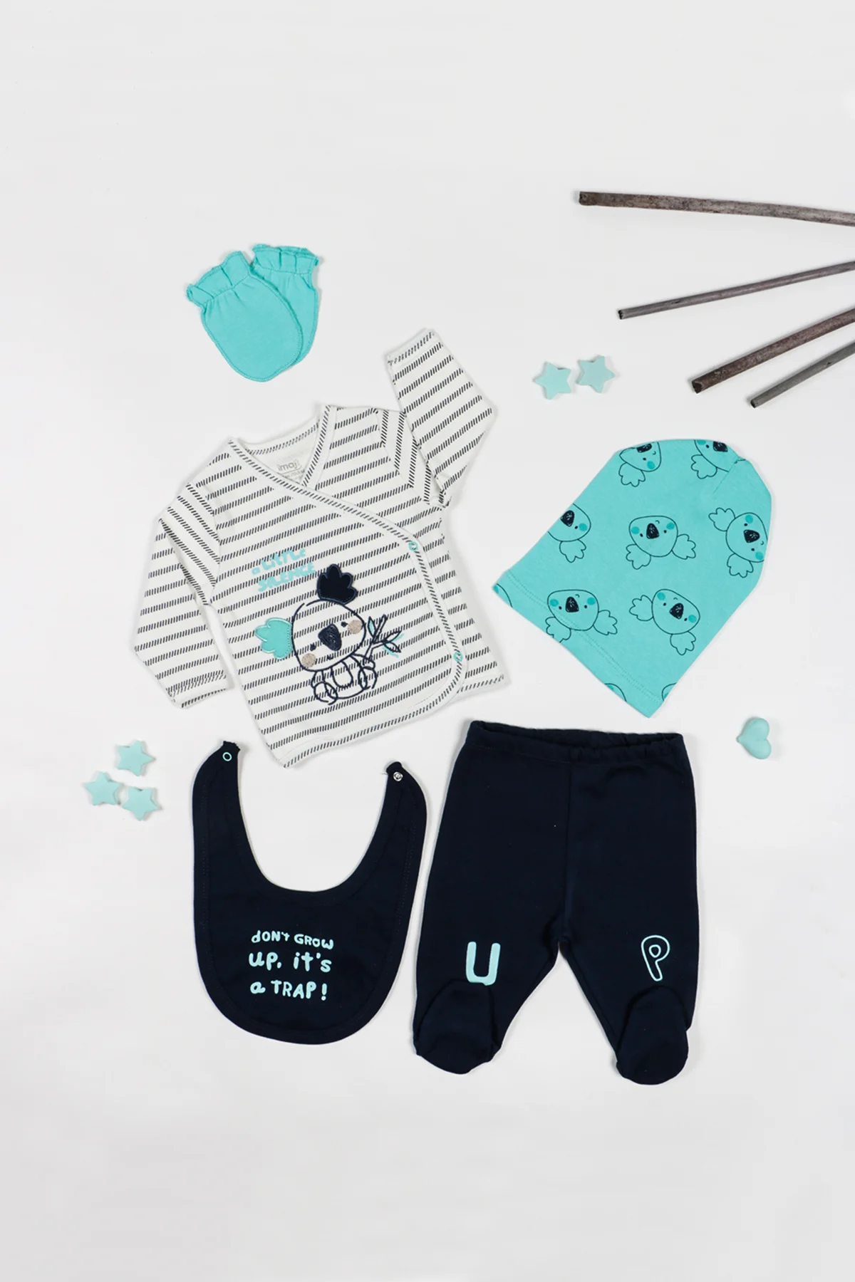 

Koala 5 Pieces Newborn Baby Boy Hospital Outfit Cotton