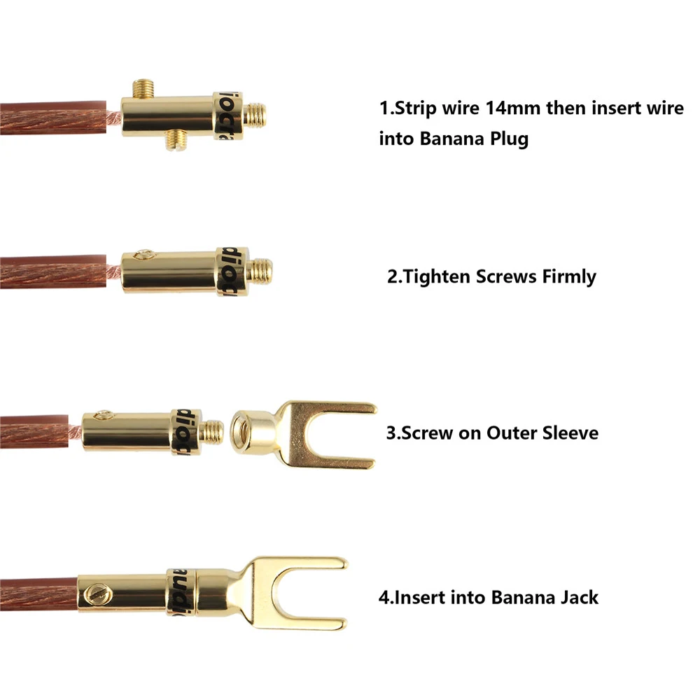 

Новинка, 8-50 шт., разъем Audiocrast S101G Y spade, позолоченный винтовой вилочный соединитель, адаптер, разъемы для динамика