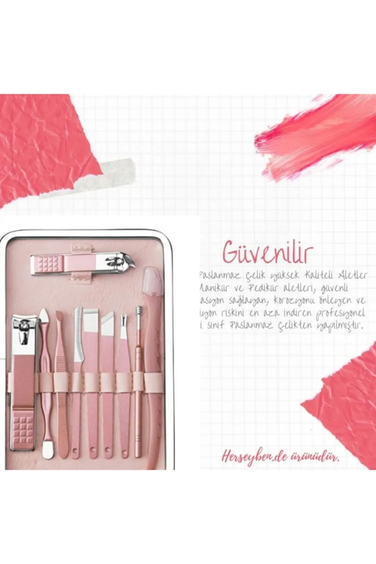 

18 Piece Luxury Manicure Pedicure Nail Face Care Set with Bag - Pink