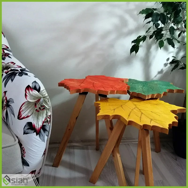 ESKOMA Yaprak Zigon журнальный столик с деревянной ножкой Круглый пастельный