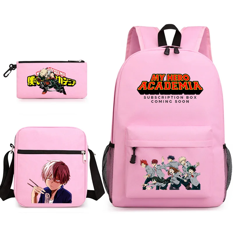 

My Hero Academia Backpack 3-Piece Travel Backpack Youth Computer Bag Student School Bag