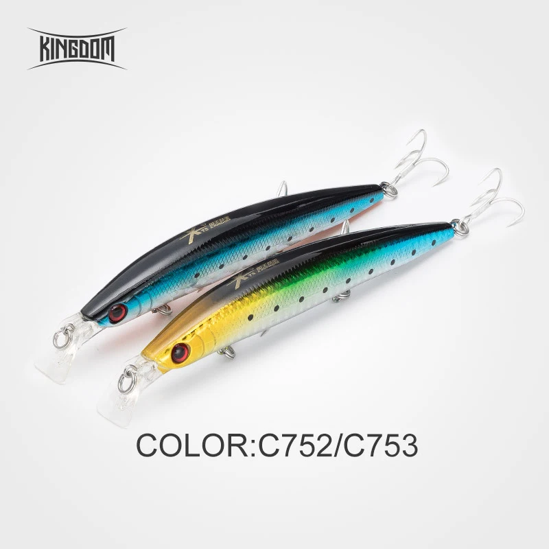 C752 C753 Королевство рыболовные приманки Minnow для соленой воды, моря воблеры Jertbait искусственная, жесткая, для рыбалки приманки 125 мм 23 г подойдут для морского окуня малогабаритная управляемая модель 5354 - Цвет: C752 C753