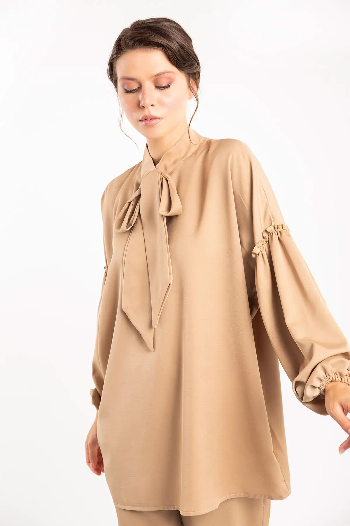 

2022Chiffon tunic new women tops long sleeve stand neck elegant lady casual blouses women blusas plus size