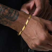 bar link baht link chain bracelet stainless steel gold plated bamboo braceletsmens jewelry guy gift